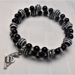 Handmade jewelry set with memory wire bracelets and earrings